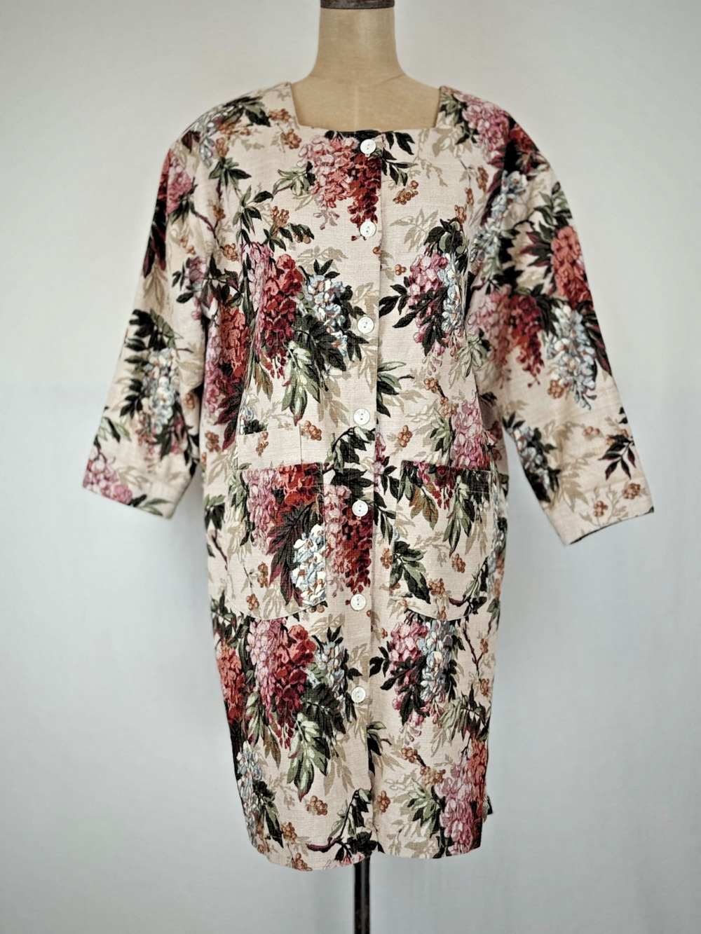 Vintage 90's GIANNA ROSE One Size Floral Art To Wear Artist Smock Jacket #0198